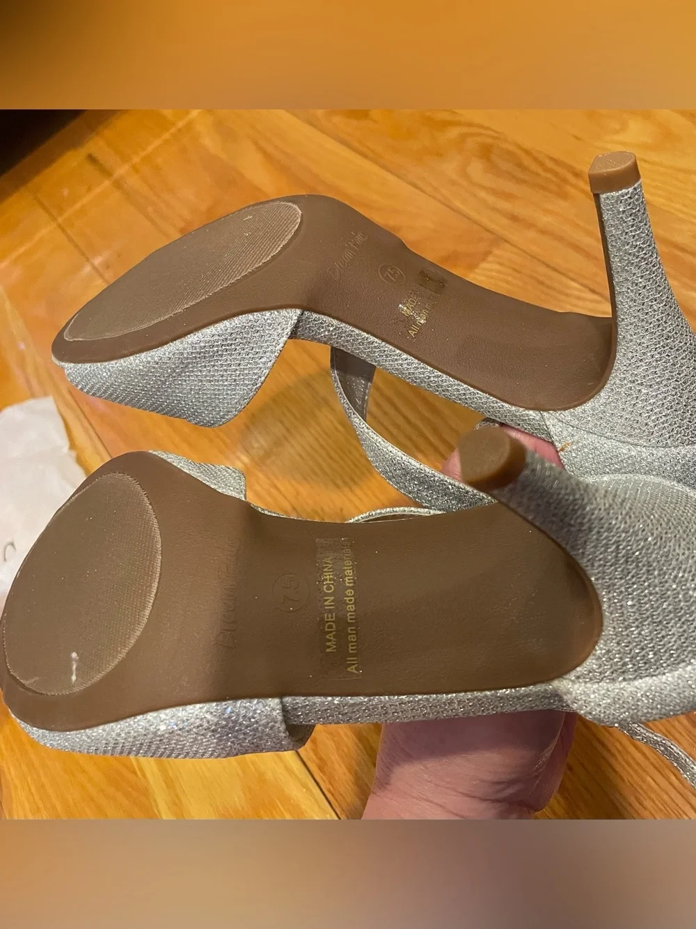 Dream Pairs Silver Glitter Strappy High Heel Sandals
